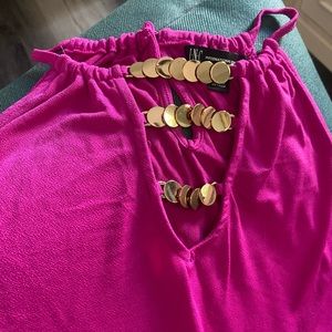 Hot Pink and metal INC halter top! Size XL.